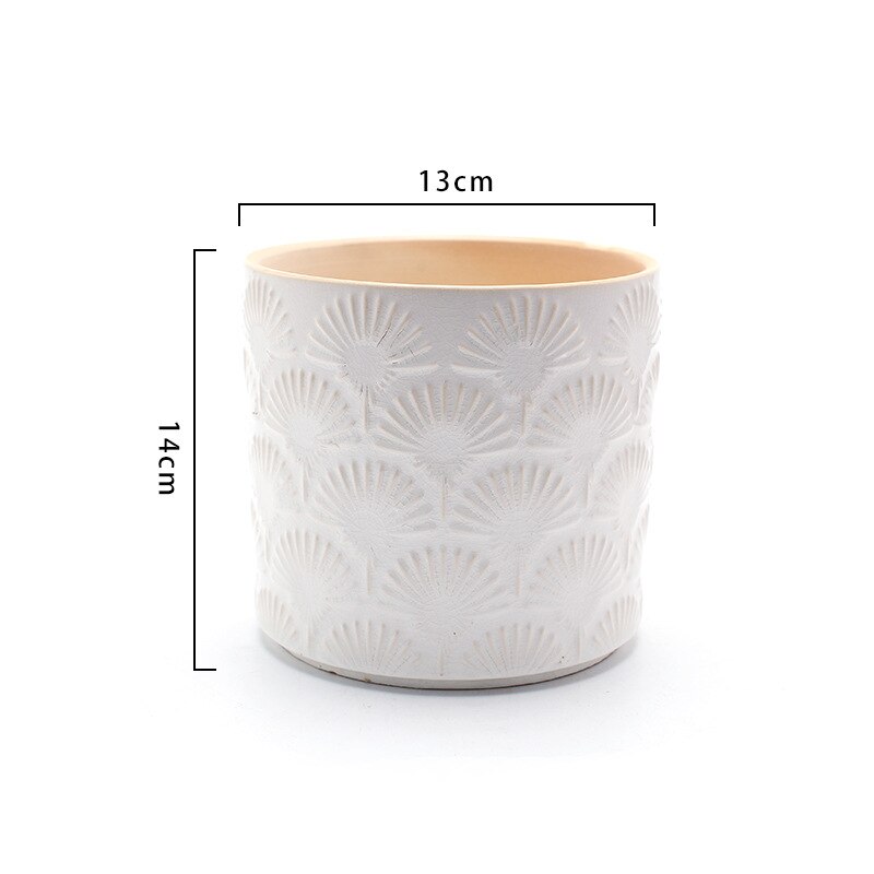 Japanese Style Ceramic Flower Pot Leaf Pattern Vase Dandelion Pattern Vase Simple Style Home Desktop Decor Garden Decoration: Dandelion white