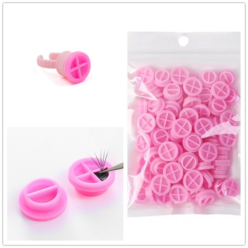 100 Stks/pak Individuele Adhesive Stand Wimper Extension Lijm Houder Enten Wimpers Quick Blossom Cup Ring Eye Makeup Tools