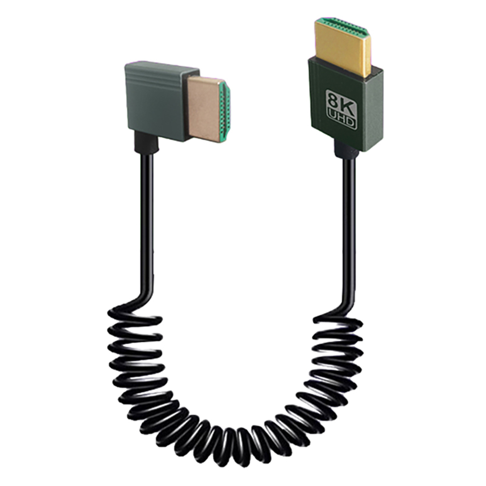 Cable en espiral Compatible con HDMI, 8K, 48Gbps, Compatible con Cable Mini/Micro HD para cámara/videocámara/PC/Monitor: Grey