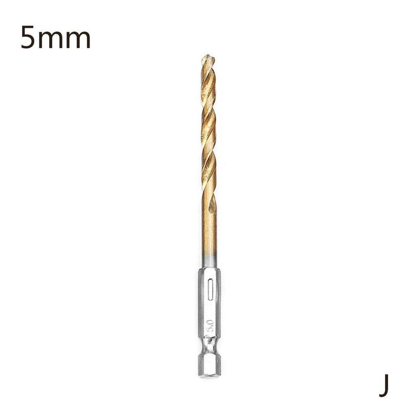 Jeu de forets HSS revêtus de titane, foret hélicoïdal à tige hexagonale de 1/4 "adapté au perçage du bois de 1.5 à 6.5mm: 5mm