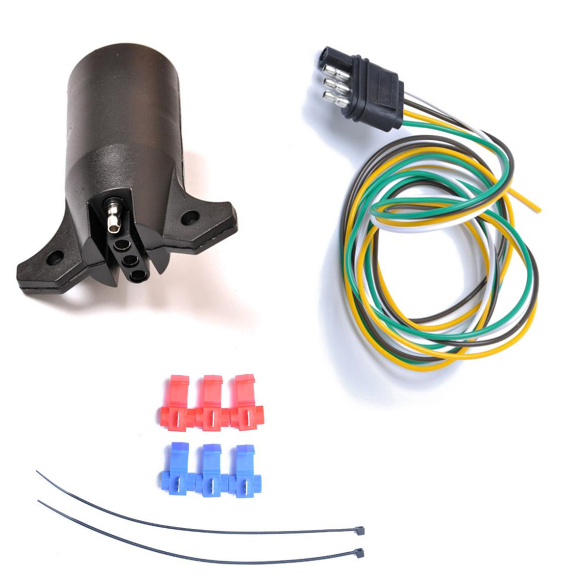 12V Plastic 7 Way Round to 4 Way Pin Flat Blade Trailer End Connector American Standard Trailer Light Plug Adapter Converter