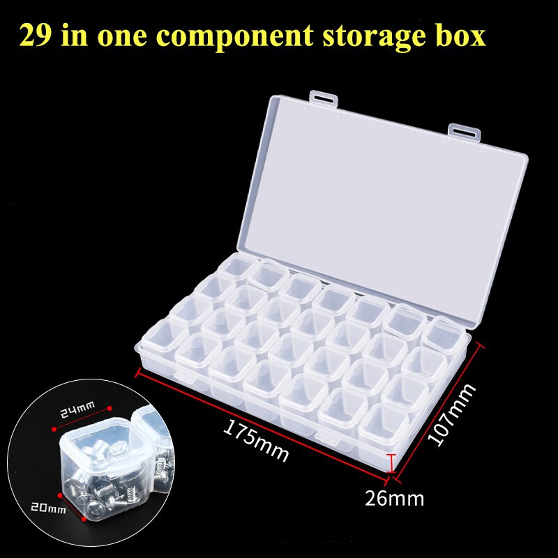 Transparent Plastic element box small screw sorting box hardware storage box mini flip part Small Component Jewelry Tool Box: 29 in one box