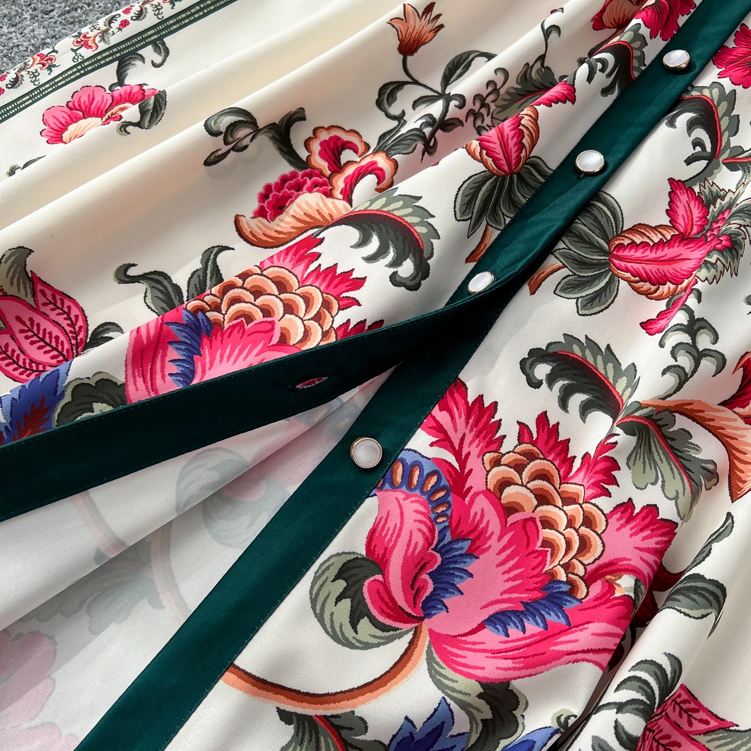 Print Single Breasted Sashes Vintage Notched Collar Sleeveless Slim Long Dresses Evening High Street Clothing