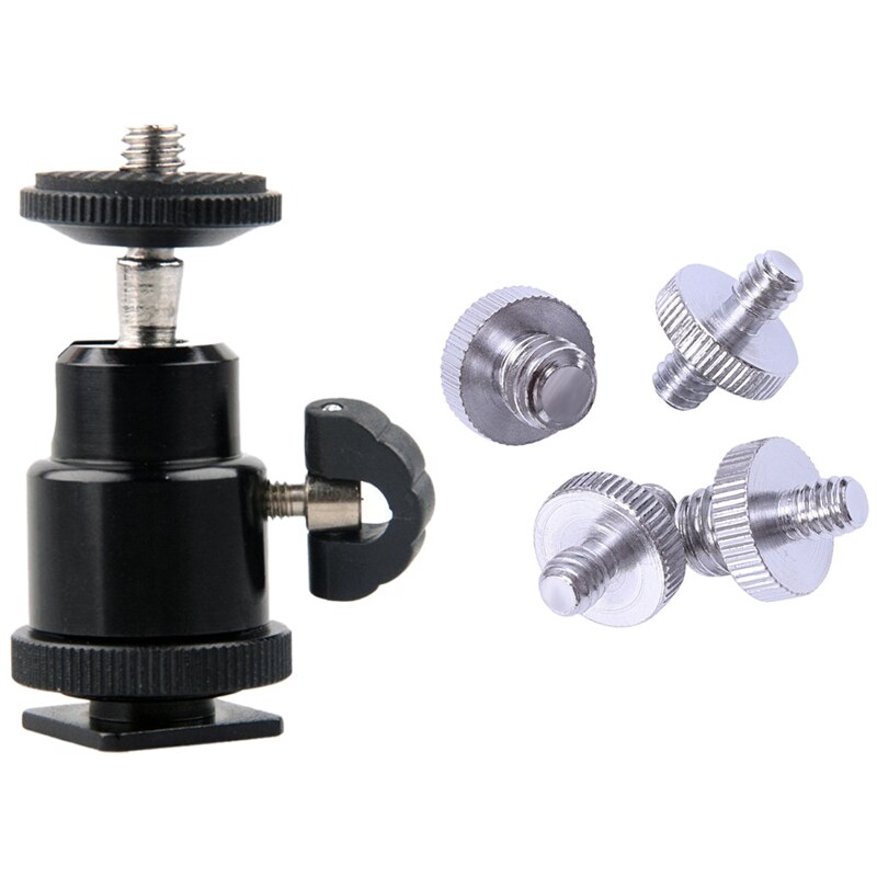 Aluminium Alloy Mini Ball Head 1/4inch Mount with Camera Screw Adapter (4 Pieces)