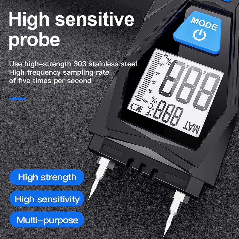 MESTEK misuratore di umidità digitale in legno a dovuto spillo tester di umidità della carta igrometro da parete rilevatore di umidità del legno LCD tester di umidità del legno