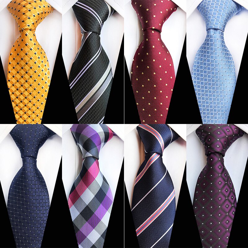 Gusleson 8Cm Mannen Zijden Stropdas Effen Plaid Gestreepte Stropdassen Voor Mannen Formele Zakelijke Bruiloft Accessoires Stropdas Voor Man Party