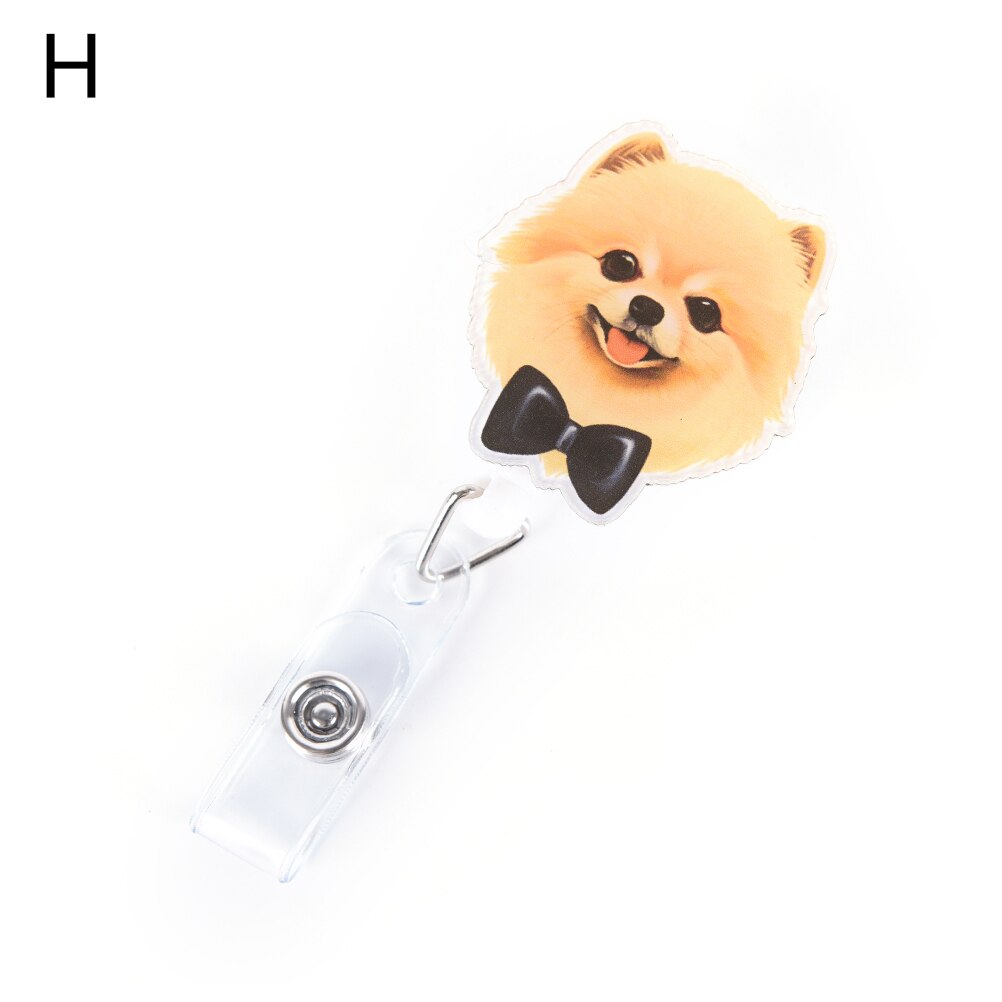 1Pcs Cute Mini Cartoon Dog Retractable Badge Reel Nurse Exihibiton ID Name Card Badge Holder: H