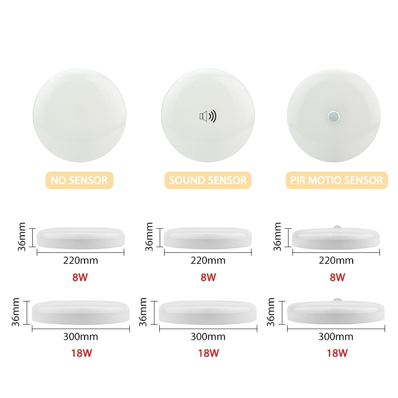 Opbouw PIR Bewegingssensor LED Plafond Lampen 8W 18W Nacht Verlichting Moderne Plafond Verlichting Voor Entree Balkon gang
