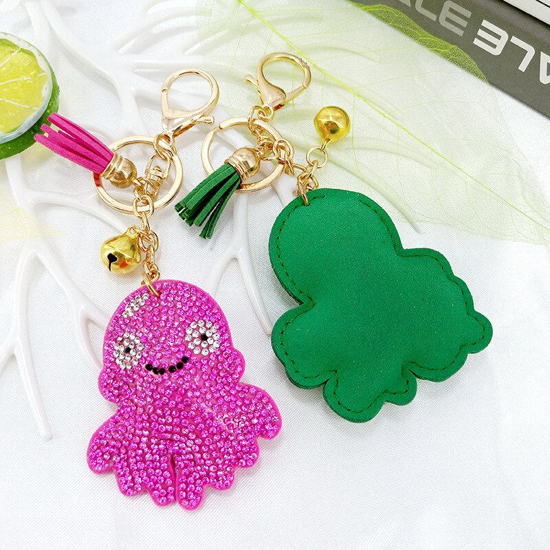 Creatieve Kinderen Kleine Suède Diamant Set Cartoon Mariene Organismen Serie Sleutelhanger Sleutelhanger Hanger Accessoires