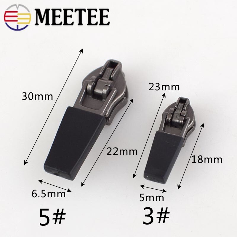 Meetee 10Pcs 3 #5 # Anti-Laden Waterdichte Rits Sliders Reverse Installatie Voor Onzichtbare Nylon Zip Bag ritsen Hoofd Pull