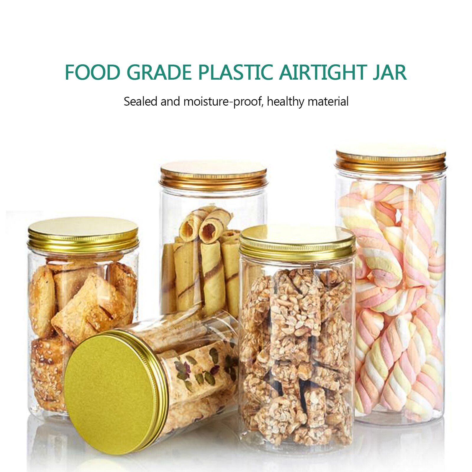 50ml/100ml/150ml/200ml/300ml Plastic Jar With Iron Lid Transparent Container Storage Jars Cosmetic Food Storage Jars