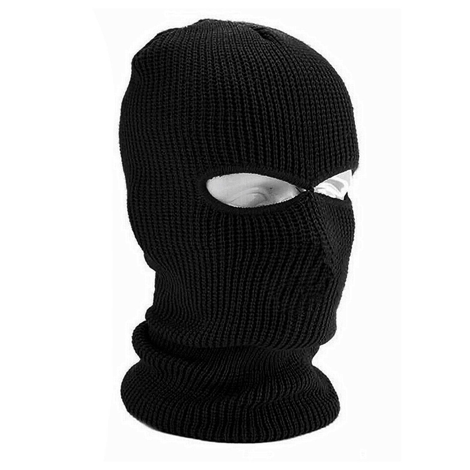 Elastic Full Face Cover Mask 3 Hole Balaclava Knit Winter Ski Hat: black 2 hole