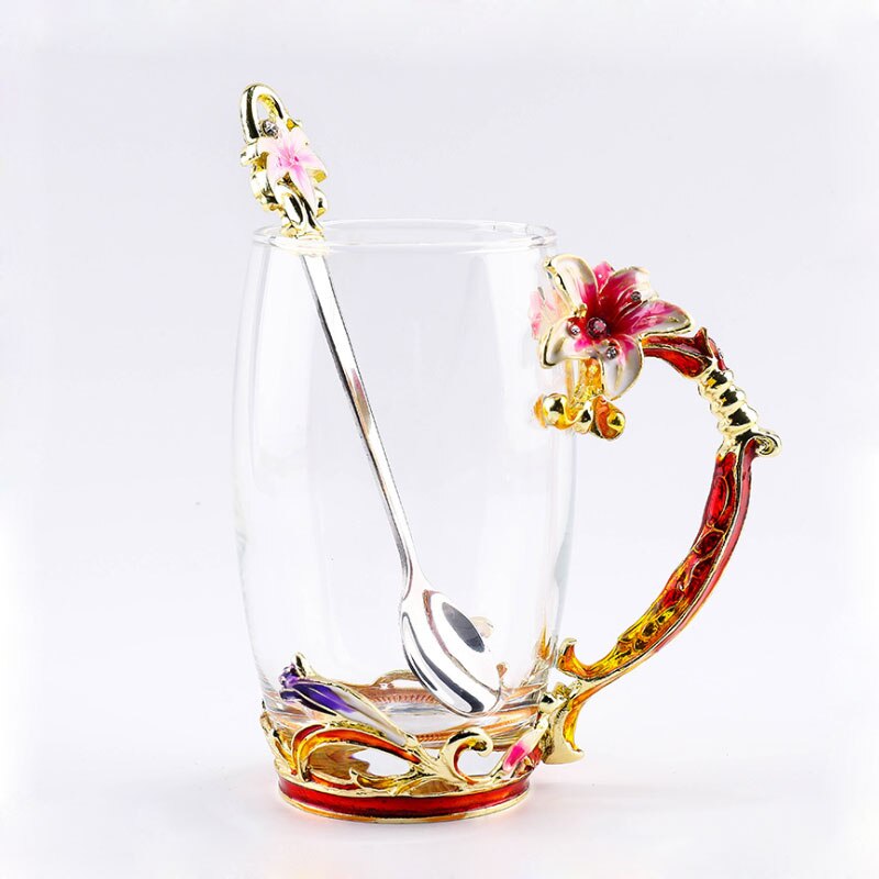 Tazas de café de vidrio esmaltado con corona, tazas de té y tazas resistentes al calor, vasos de agua para el hogar y la Oficina, artículos para beber, para los amantes: Verde