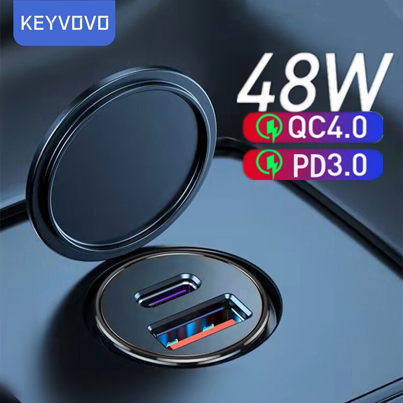 48W USB Car Charger Quick Charge QC 4.0 3.0 FCP SCP AFC USB PD Fast Charging Car Phone Charger For Huawei Xiaomi iPhone 12 13 11