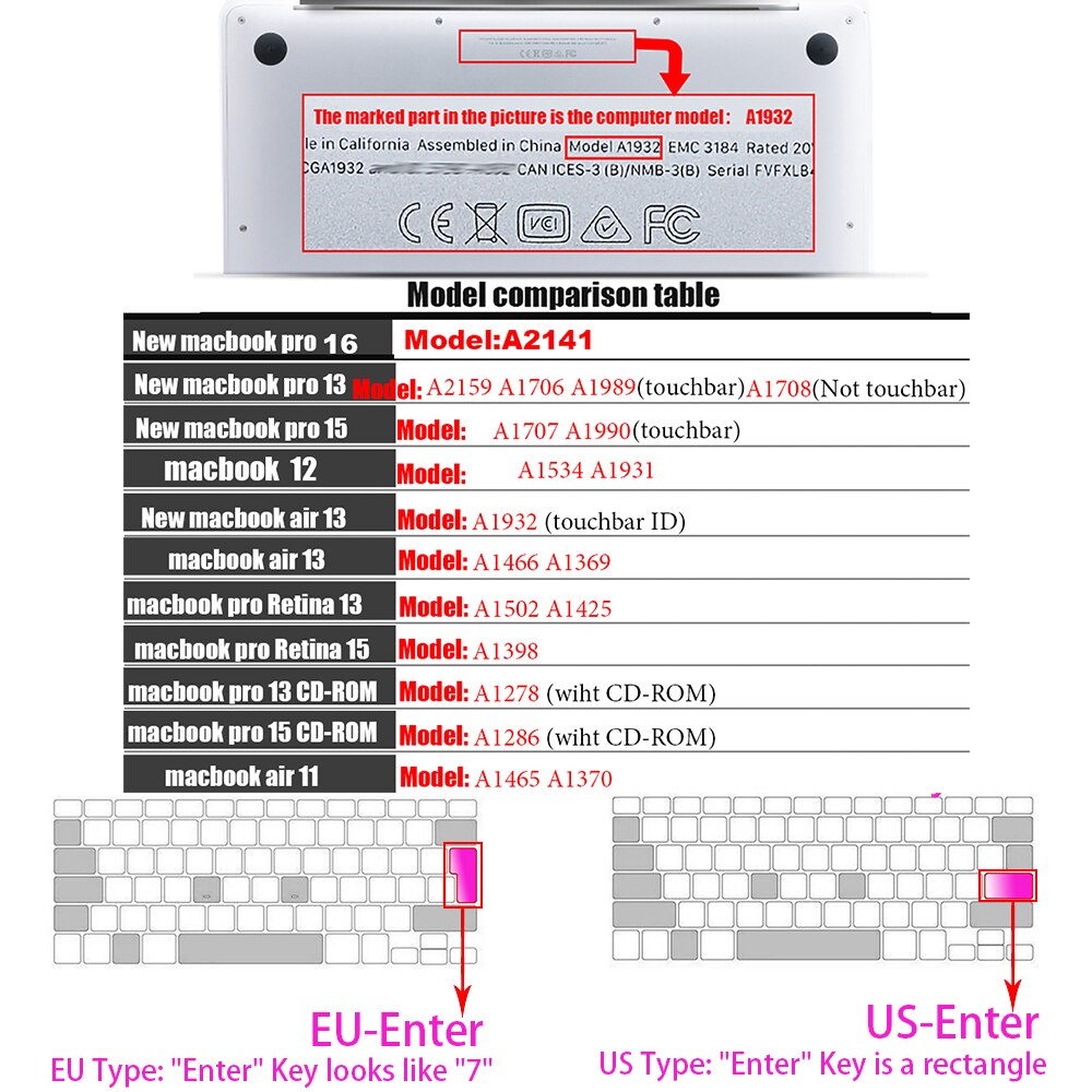 Dla Apple naklejki pokrywa klawiatury laptopa silikonowy futerał kolor silikonowy Film ue/usa dla macbook pro13/15 air13 A1278A1398A1466/1502