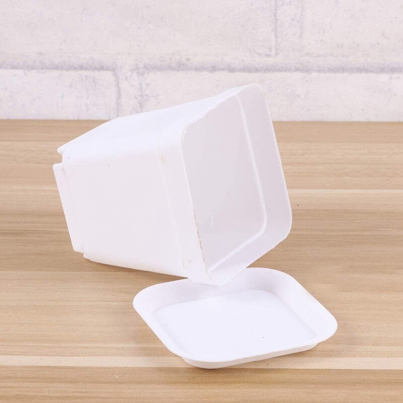 50 Pack 2.7Inch White Square Plastic Plant Pots with Saucer,Seedling Nursery Transplanting Planter Container for Garden