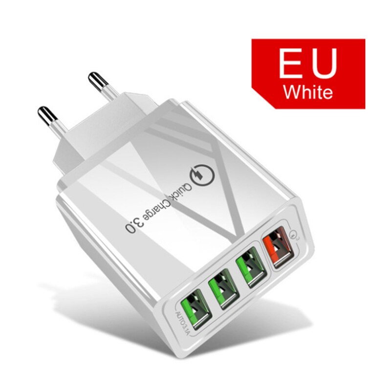 Usb Charger Quick Charge 3.0 Fast Charger QC3.0 Qc Multi Plug Adapter Muur Mobiele Telefoon Oplader Voor Iphone Samsung Xiaomi mi 9: 4 Port USB White