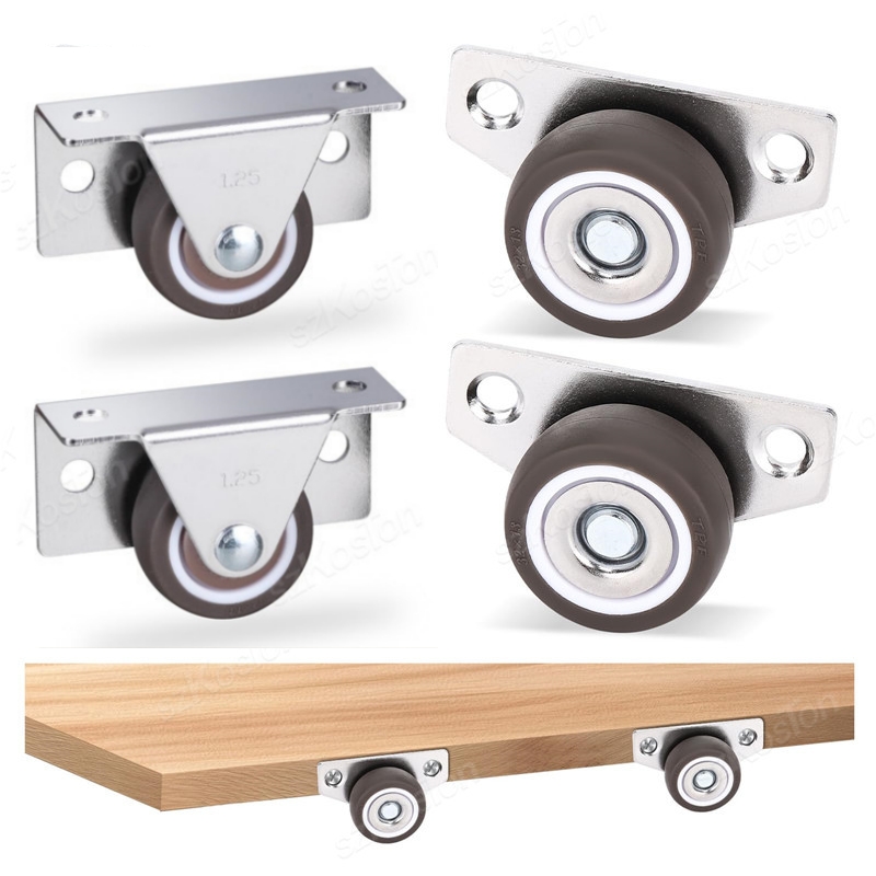 4 Stück 1/1,25 Zoll seitlich montierte Rollen, geräuschlose TPR-Gummiräder, Unterbett-Schubladenrolle für Möbel, Küchenschrank, Tisch