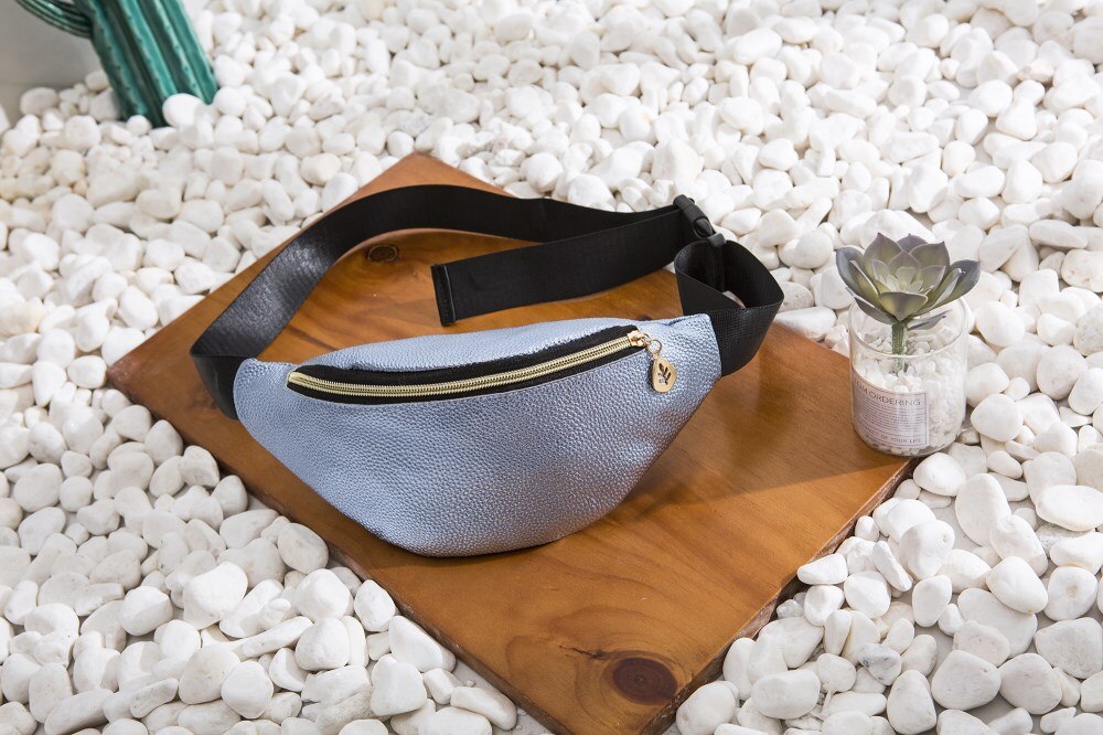 Vanntett midje fanny pack belte bag veske reise sport hip veske menn kvinner rygg dame pu ensfarget midje pakker: C
