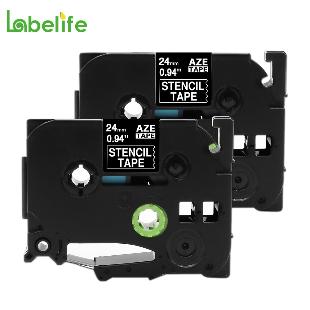 Labelife 2 Pack STE151 Zwarte Stempel Stencil Cassette Tape 24 Mm X 3 M (STE-151 ST-151 ST151 Tape) voor Brother P-Touch Pt Printers