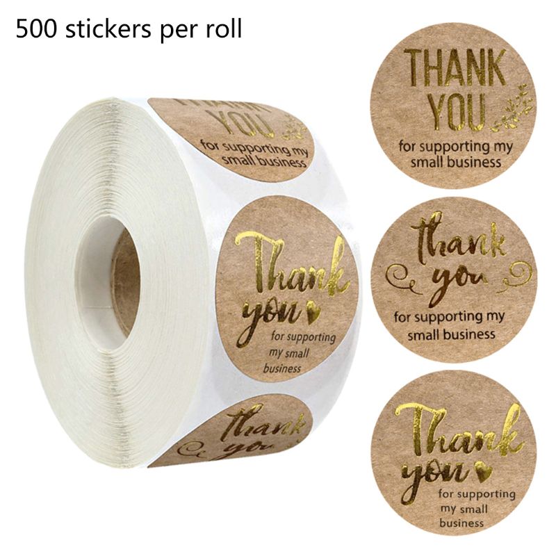 500pcs Thank You for Supporting My Small Business Stickers Gold Foil Seal Label 667A