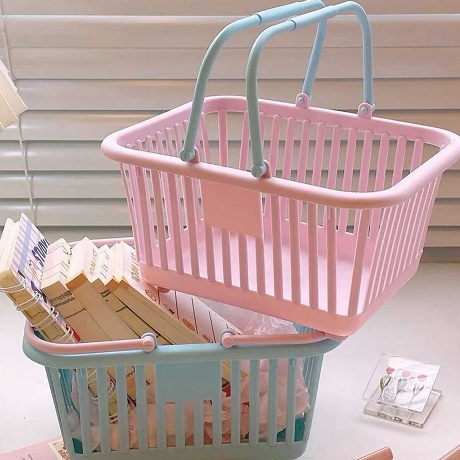 Panier de courses pour enfants, panier d'épicerie avec poignées, petits paniers de courses au détail pour de fête, organisateur de cuisine, panier à linge