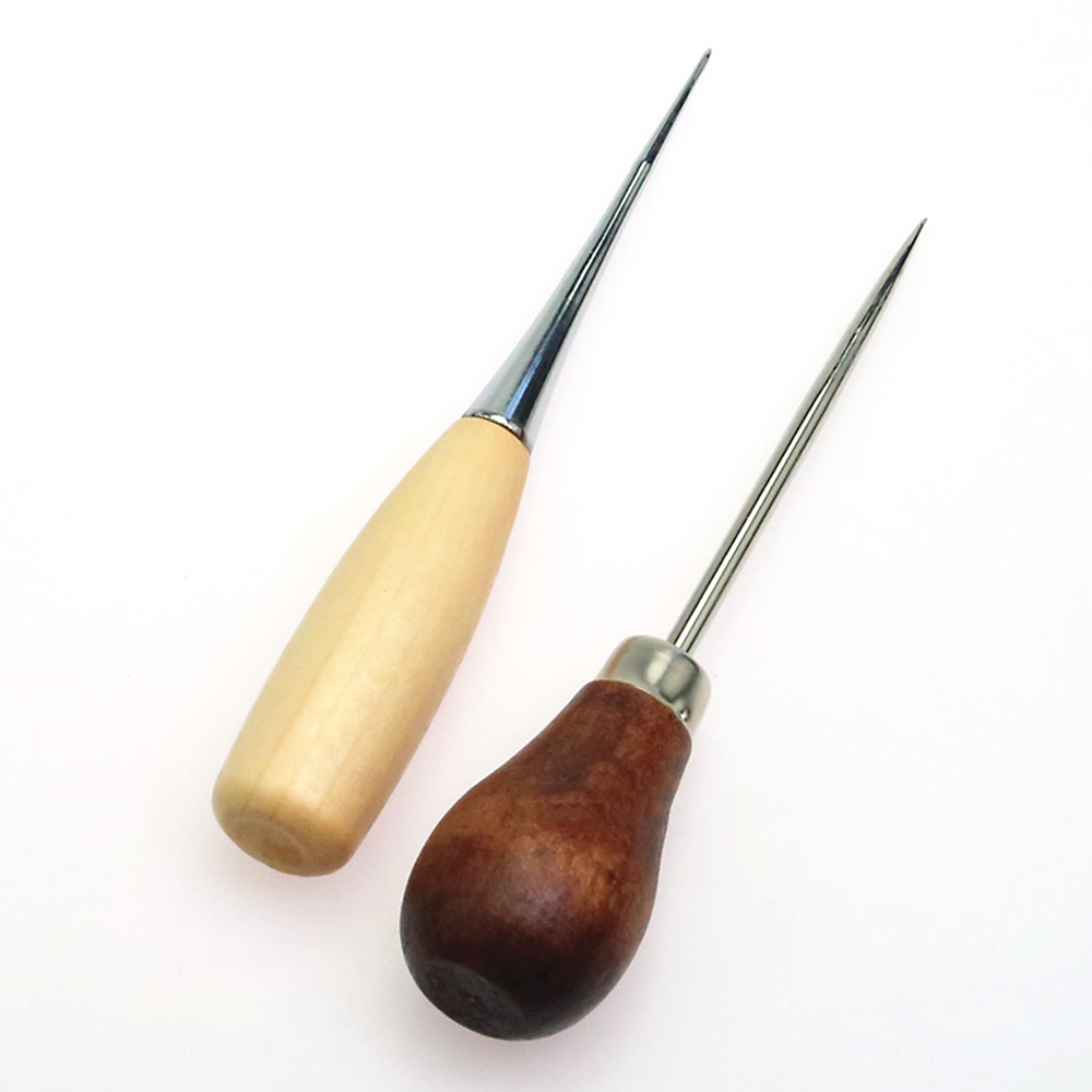 Lærredssko reparation trådsting nål træhåndtag punch syl hul maker kegle læder håndværk syudstyr