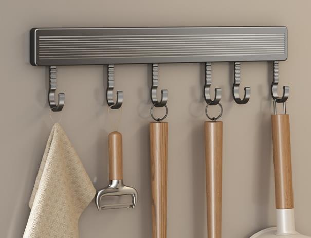Hooks Kitchen Hook Rack Wall Mounted Hangers Rack Spoon Shovel Chopping Board Organizer Kitchen Accessories Movable Row Hook: ROYAL BLUE