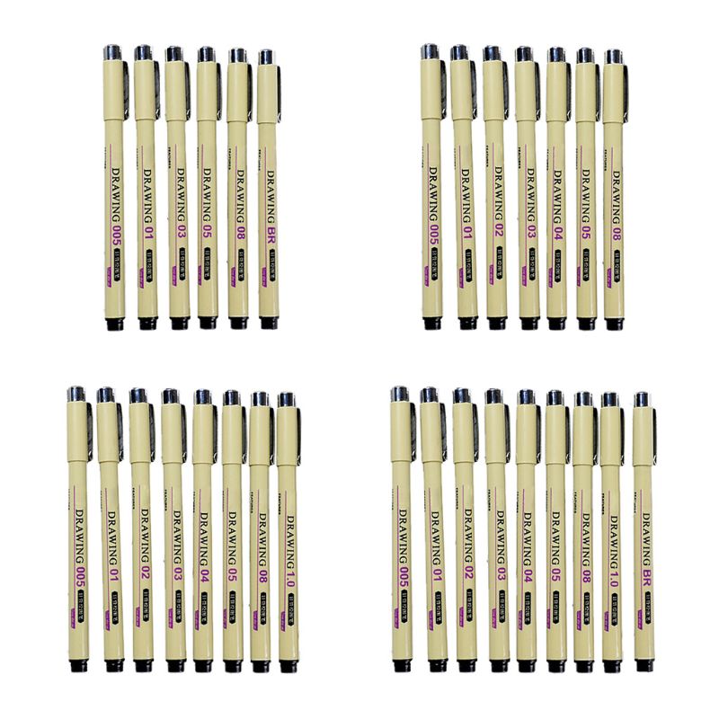 6/7/8/9Pcs Zwarte Technische Grafische Fijne Haak Lijn Schilderij Tekening Pen Schets Inkt Marker pennen Art Supplies