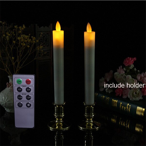 Pack of 6 Yellow Remote Flameless Moving Wick Led Taper Candles,Long Red Dancing Timer Battery Operated Window Candles With Base: yellow with remote