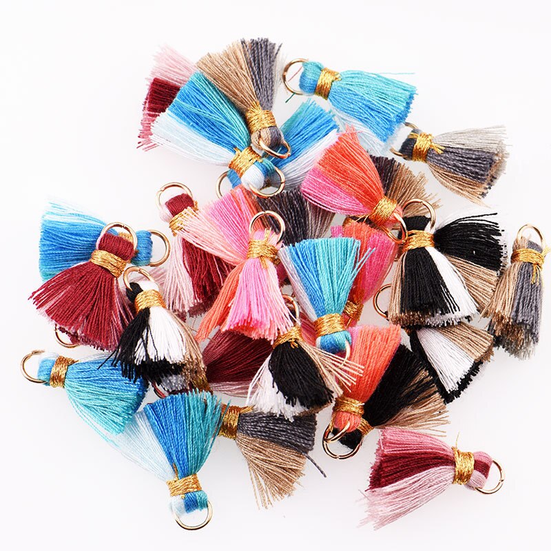 30pc färger mini bomullstråd tofs boho smycken gör leveranser armband halsband hitta fransar trim hängen små tofsar
