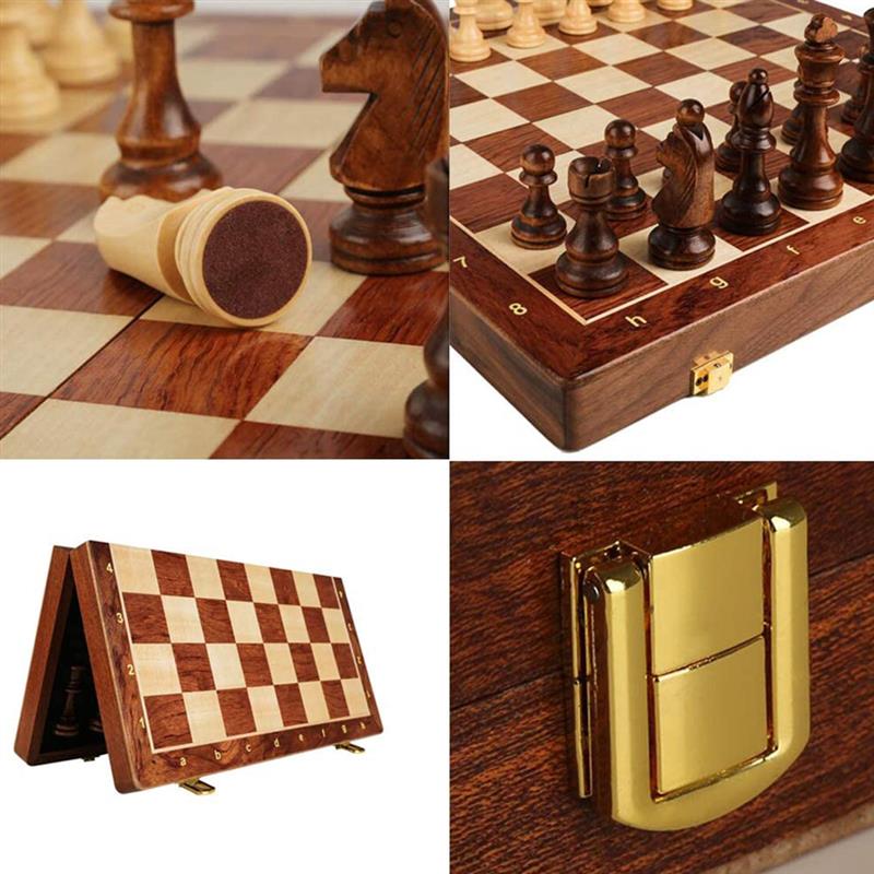 Chess Set Wooden Chess Foldable Chess Board Travel Chess Board Folding Portable Chess Game Wood