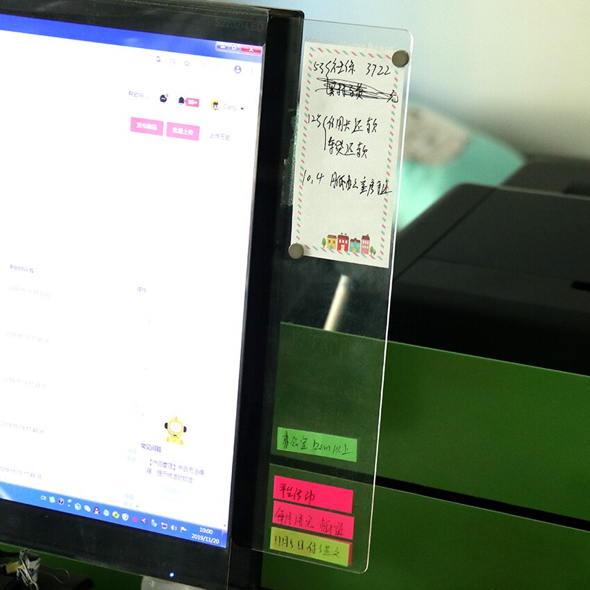 1pc muovinen näyttö viestimuistio taulu muistilapuille välilehdet puhelimet pc-näyttö tietokonenäytöt sivupaneelin suunnittelija