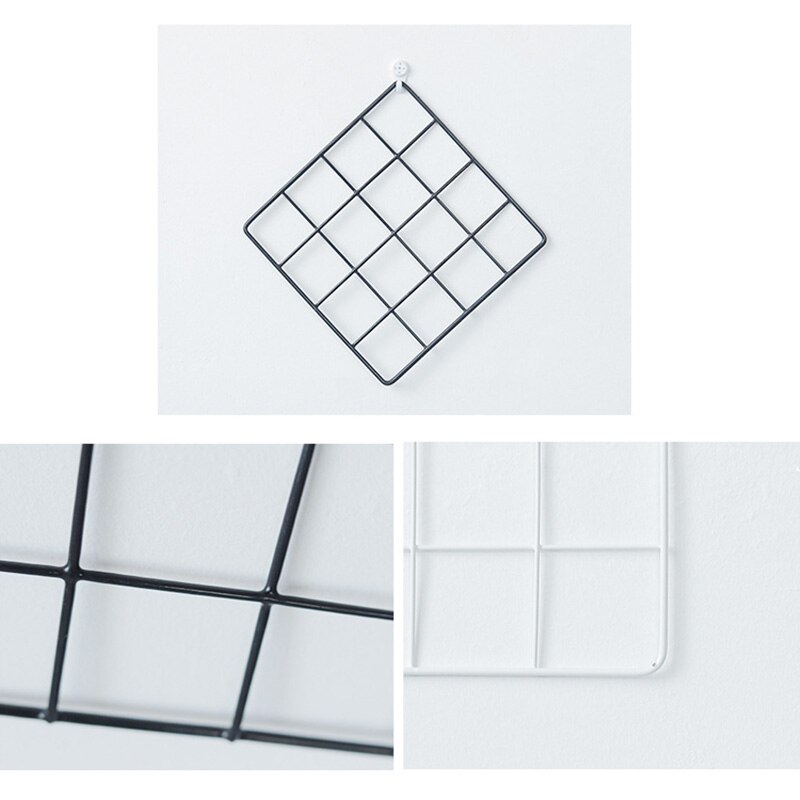 Iron Metal Grid Craft Photo Frame Ins Nordic Style Metal Mesh Grid Wall Frame DIY Photos Wall Pictures Frame Holder Storage