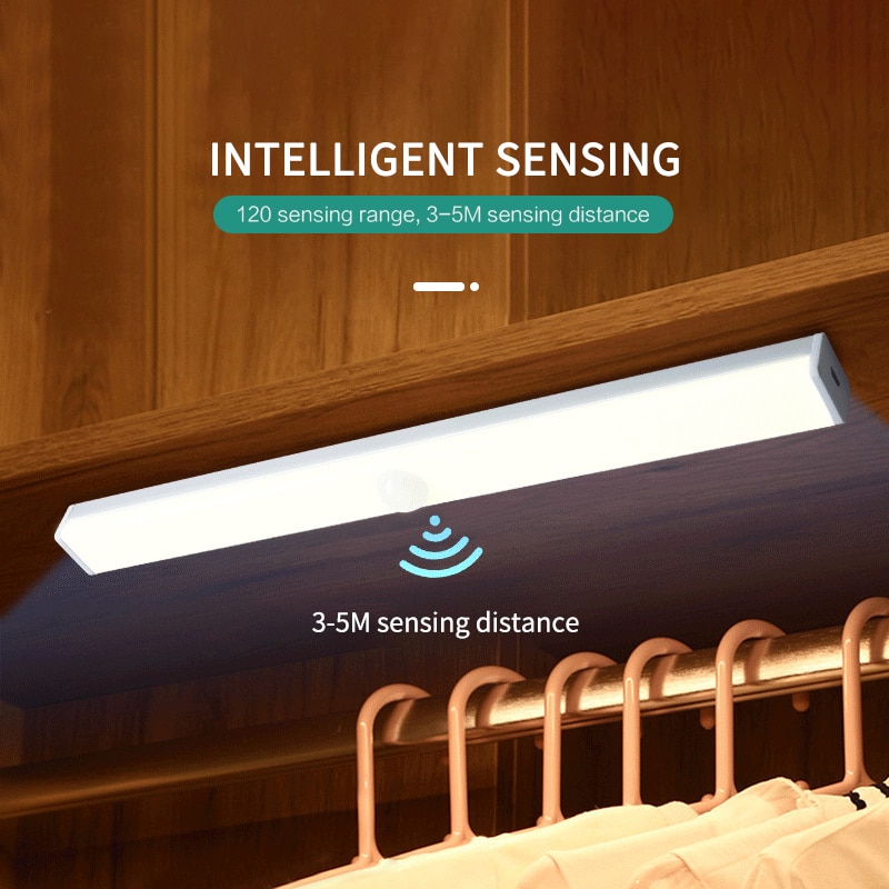 5V Usb Powered Smart Led Sensor Kast Licht Usb Oplaadbare Motion Sensor Led Verlichting Voor Slaapkamer Keuken Closet Stairway