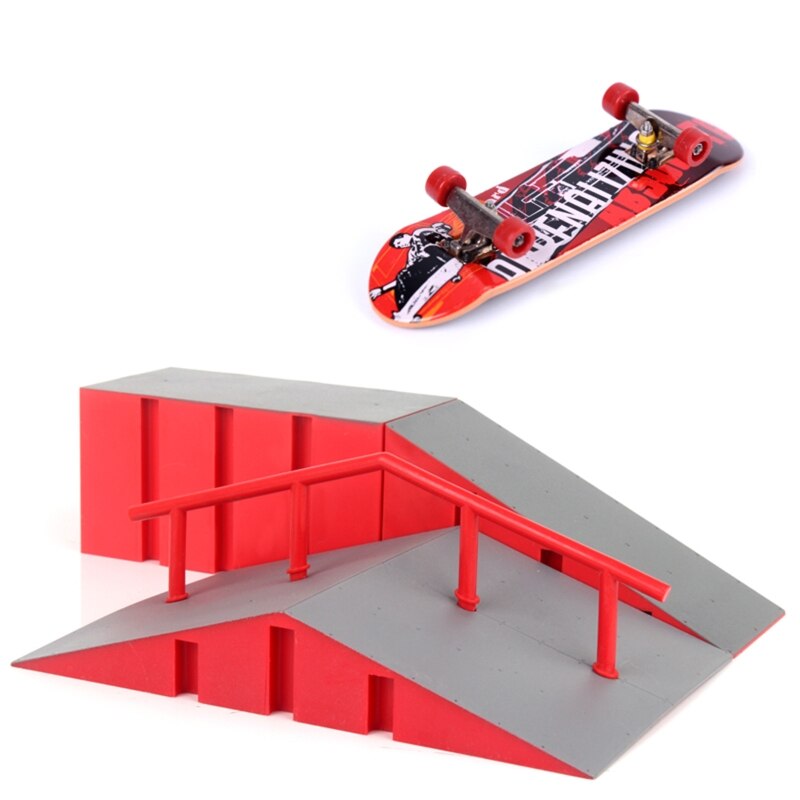 Finger Skate Park Kit Ramp Part with 1 Finger Skateboard Mini Scooter Scene Prop: D