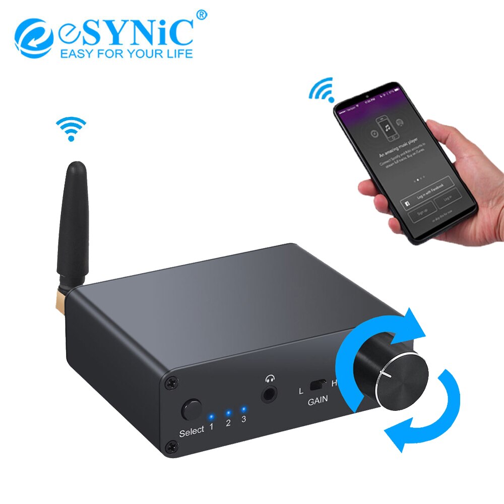 Esynic 192k bluetooth-kompatibler digital-analog-wandler 3.5mm audioadapter unterstützt aac-dac-wandler mit kopfhörerverstärker