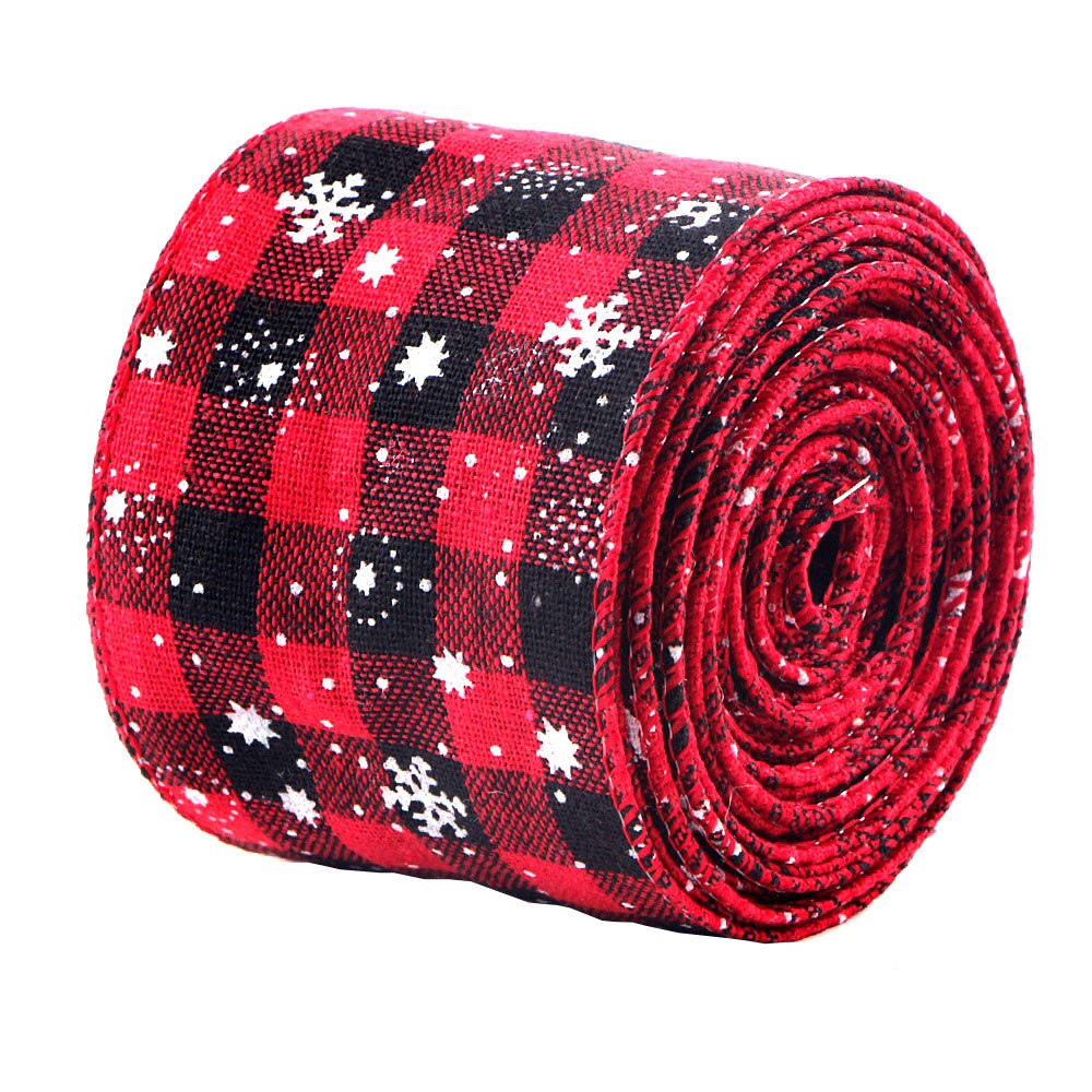 6M Kerst Lint Rood Zwart Plaid Linnen Linten Kerstboom Boog Decoraties Voor Huis Xmas Cadeaupapier Lint Noel