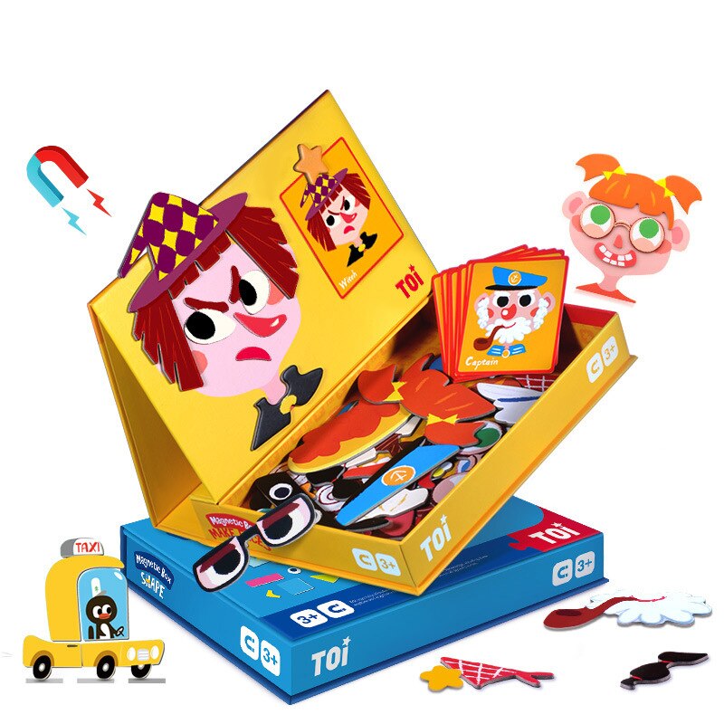 Magnetische Puzzel Magnetische Boek Verscheidenheid Vorm Karakter Veranderende Gezicht Sticker Kinderen Creatieve Verbeelding Educatief Speelgoed 3-6Y