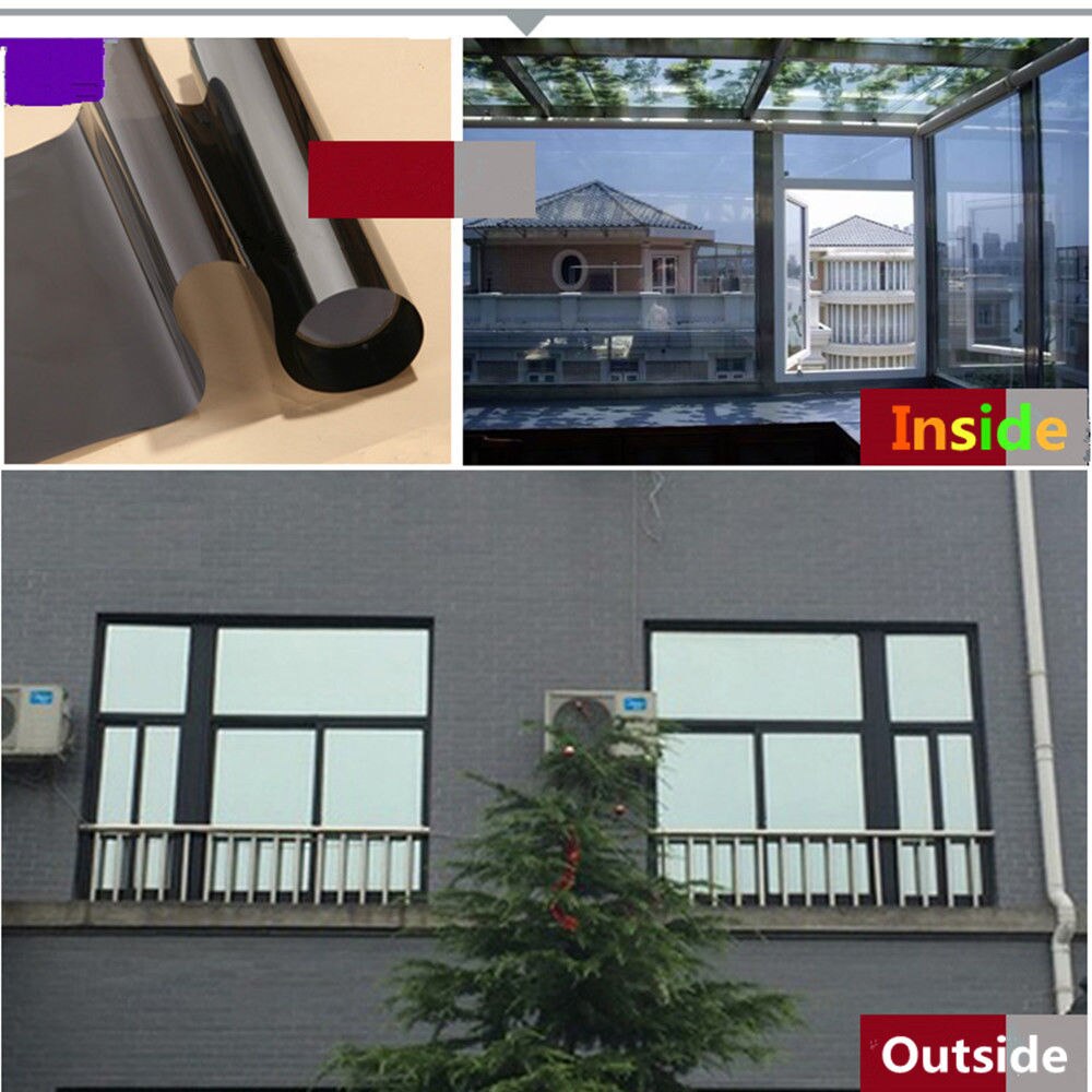 Sunice Grey&Silver Reflective Window film one way mirror Solar tint Privacy Window Film Glass Sticker for Home Office 0.5x3M