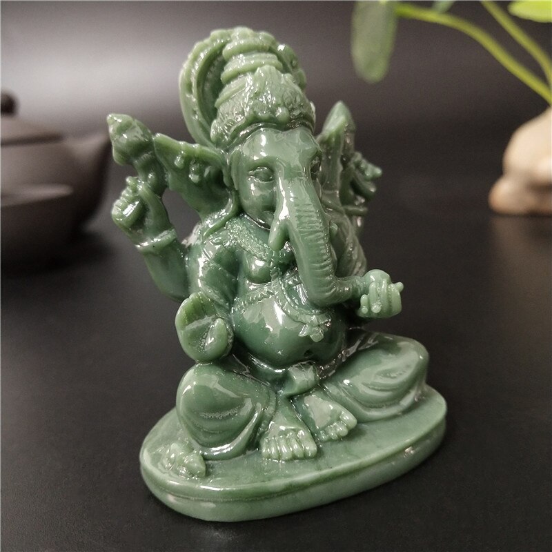 Ganesha buddha staty hus trädgård dekoration indisk elefant gud skulptur konstgjorda jade sten hantverk heminredning buddha statyer