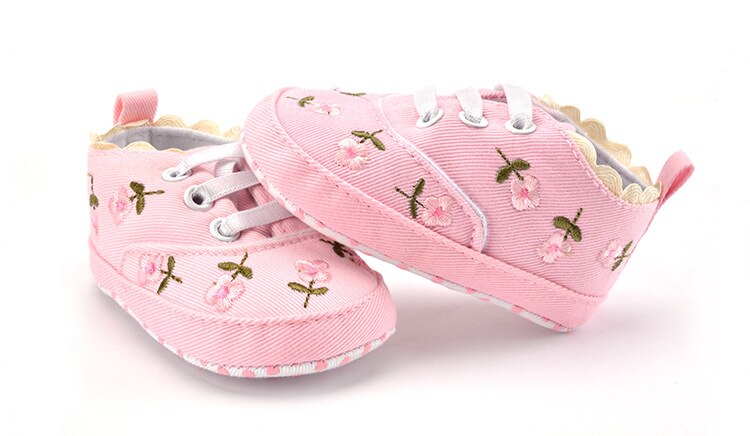Bebê menina sapatos de renda branca floral bordado sapatos macios prewalker andando criança crianças sapatos primeiro walker frete grátis: Model 1-Pink / 13-18 meses