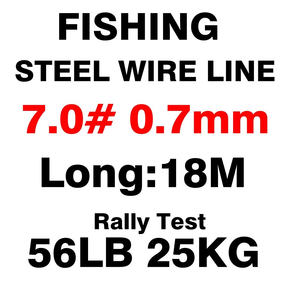 Fishing steel wire Fishing lines 50m-8m max power 7 strands super soft wire lines Cover with plastic Waterproof: Diameter 0.7mm