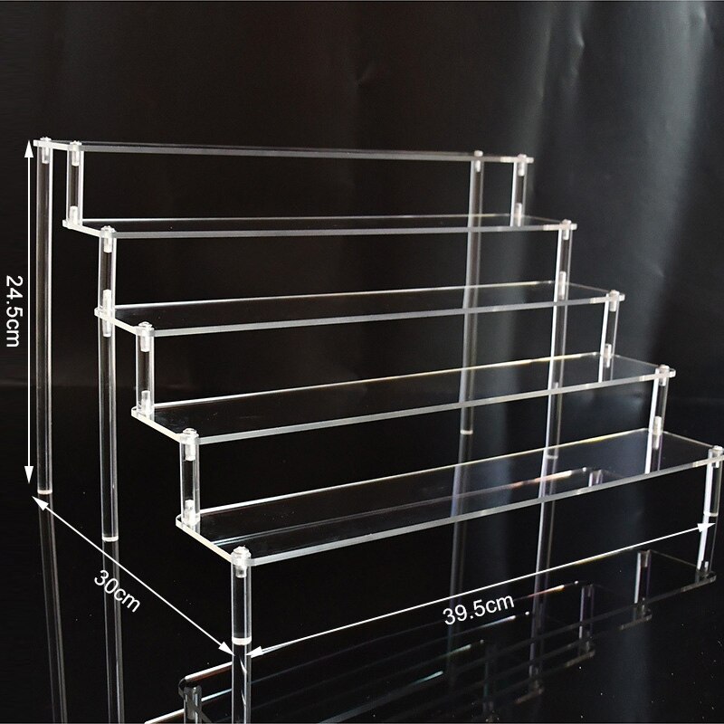 1-5 Tiers Acrylic Display Stand Jewelry Rack Shelf Doll Figure Collection Storage Rack Home/Shop Counter Display Ladder Shelf: 5 layer-40cm