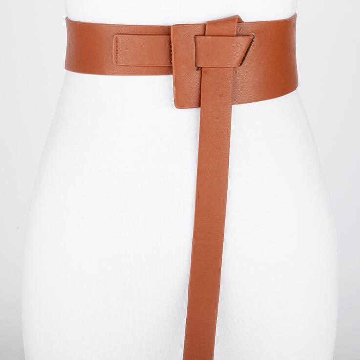 Nuevos diseños de cinturones de nudo para mujer, cinturones ancho y largo, cinturones de cuero de PU suave, fajines de para mujer, decoración DIY, con hebilla de lazo