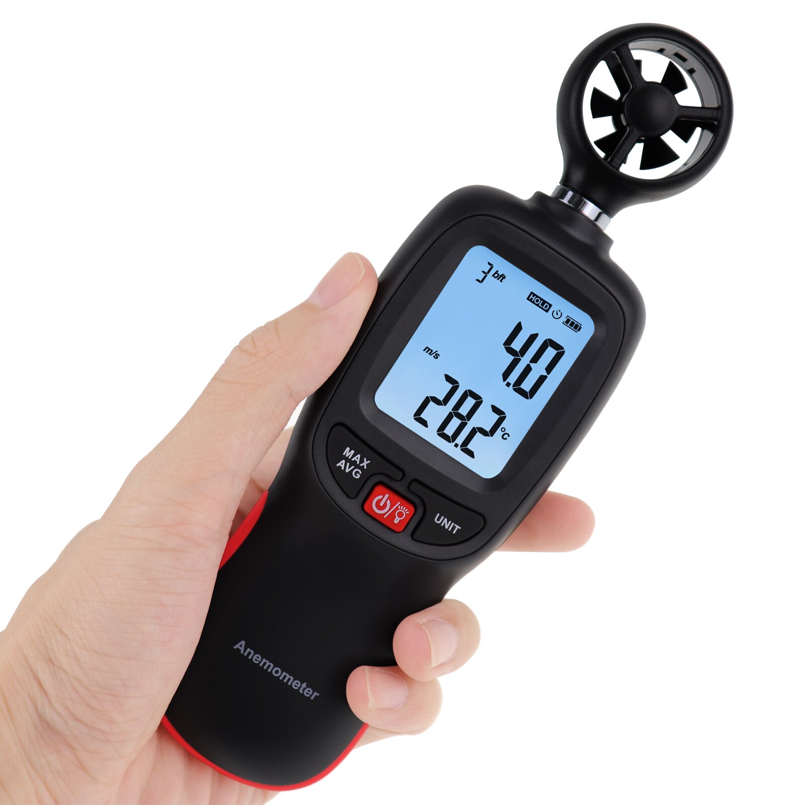 Handheld Digital Meter Anemometer Windspeed Air Velocity/Air Temperature/Wind Chill w/ Data Recording for Kite Flying Sailing