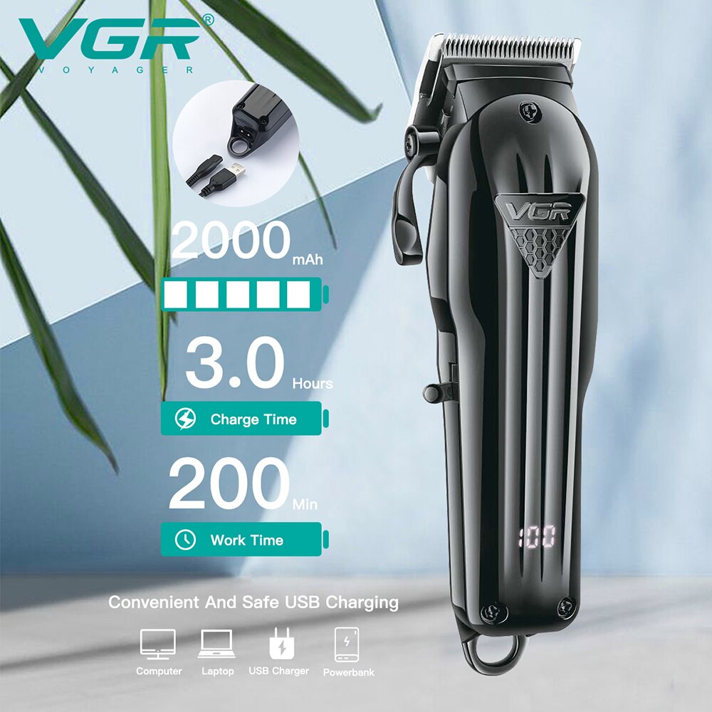 Oplaadbare Vgr Professionele Tondeuse Trimmer Voor Mannen Scheerapparaat Haar Snijmachine Kapper Accessoires Cut Machin Baard