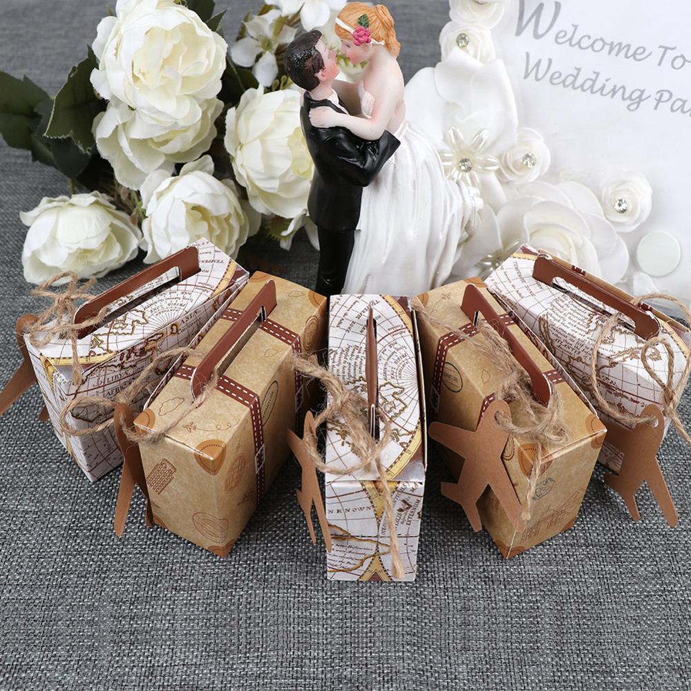 Ourwarm kraftpapir slik boks mini kuffert tasker fest favoriserer til gæster bryllup baby shower fødselsdag dekoration