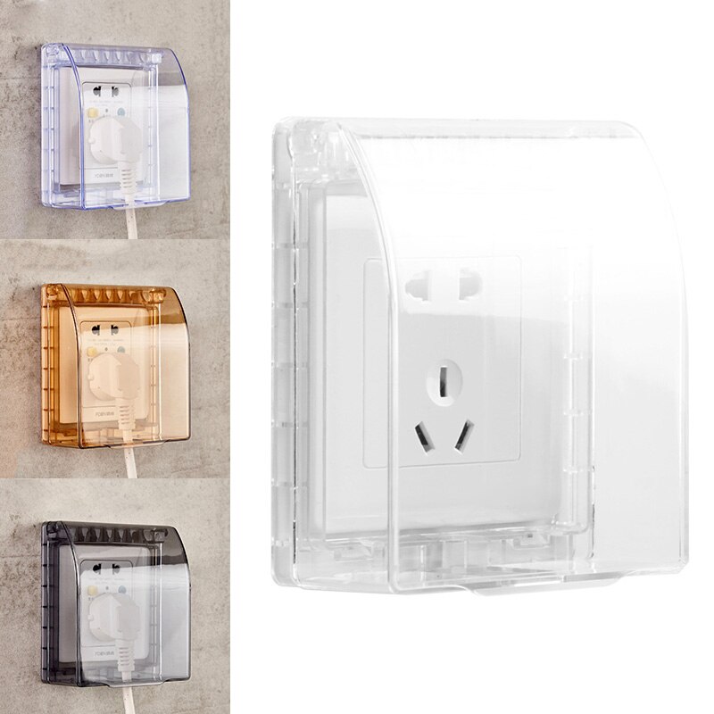 1PC Transparent Socket Protector Self Adhesive Waterproof Electric Plug Cover Splash Box Switch protection Sockets Universal