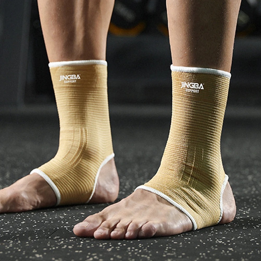 2 stuks gebreide enkelsteun voor verstuikingen artritis tendinitis hardlopen voetbal voetbescherming enkel mouw sok sport enkelbandje: Kaki